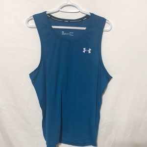 Under Armour Tank Top Men Large Fitted Heatgear Blue